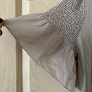 Sundance light grey t-shirt flutter sleeve with smocking